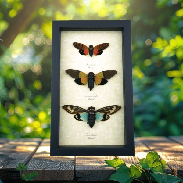 Cicada Collection Colorful Orange Blue Green Cicadas Framed Taxidermy Display