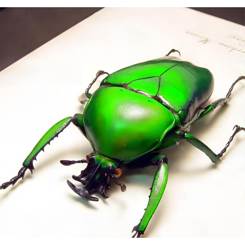 Green African Beetle Framed Dicronorrhina micans Male Taxidermy Display