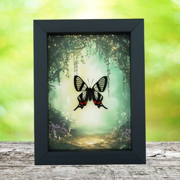Real Glasswing Swallowtail Butterfly Fairy Forest Framed Taxidermy Display