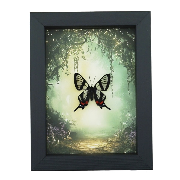 Real Glasswing Swallowtail Butterfly Fairy Forest Framed Taxidermy Display