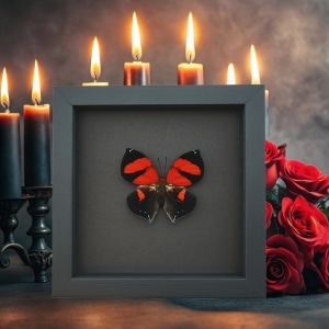 Siderone galanthis Red Heart Butterfly Framed Moonlight Display