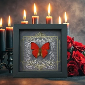 Real Black Heart Butterfly Cymothoe excelsa Framed Taxidermy Display
