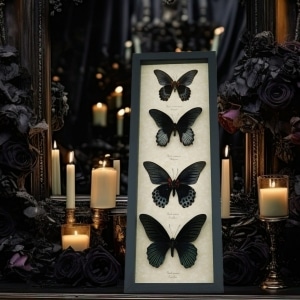 Black Papilio Gothic Butterfly Collection Real Framed Butterflies Taxidermy art