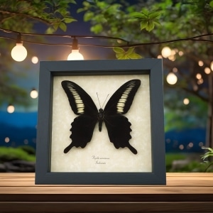 Papilio oenomaus Black Gothic Swallowtail Butterfly Framed Taxidermy Display