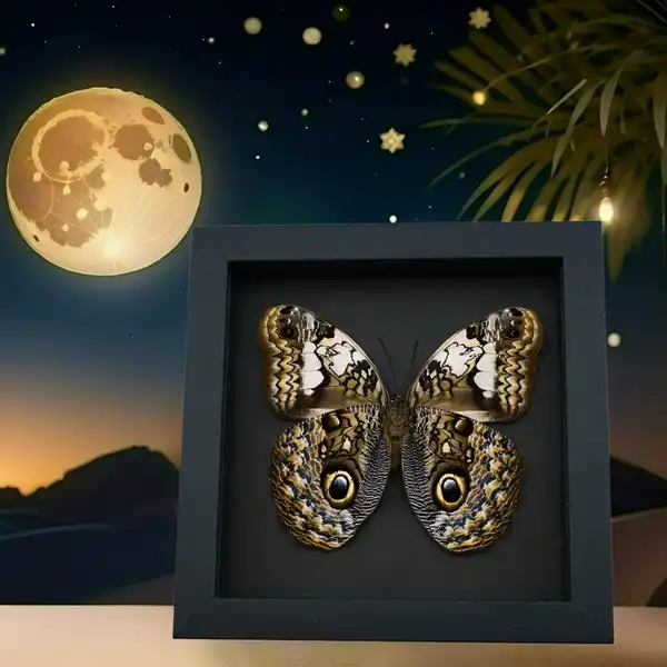 Butterflies in Moonlight Displays Black Shadowbox Picture frames. Real framed taxidermy displays with a solid black backing.
