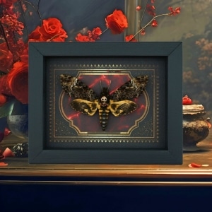 Real Gothic Death Head Moth Acherontia lachesis female Framed Taxidermy
