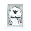 Real Framed Blue Bee Damselfly Set Forest Mushrooms Insect Taxidermy Display