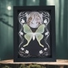Real Framed Luna Moth Silver Foil Owls Moon Art Nouveau Actias luna Taxidermy Display