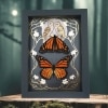 Monarch Butterfly Collection Gold Foil Owls Moon Art Nouveau Danaus Plexippus Pair Framed Taxidermy