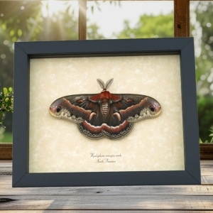 Hyalophora cecropia Moth male Resting Silk Moth Framed Insect Taxidermy Display