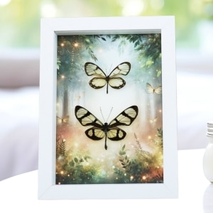 Glasswing Butterfly Collection Framed Enchanted Forest Butterflies Taxidermy Display Vibrant White